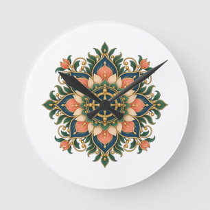 Ronde Horloge de méditation Mandala Roue du Dharma Lotus