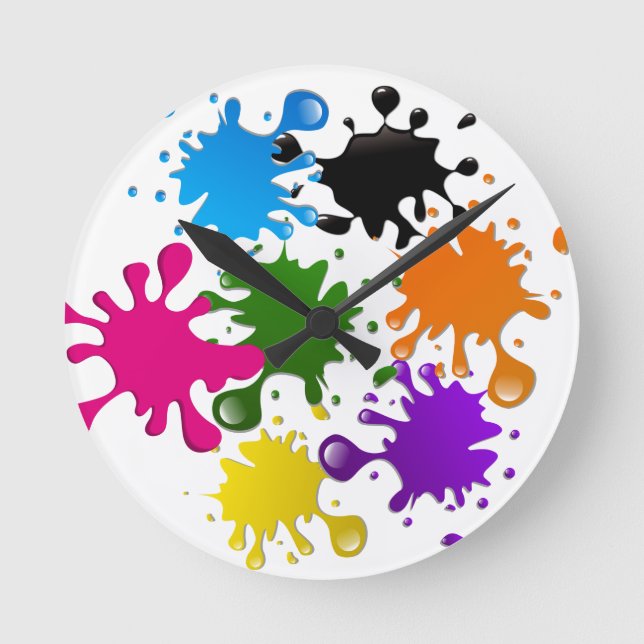 Ronde horloge de paroi avec des taches de peinture (Recto)
