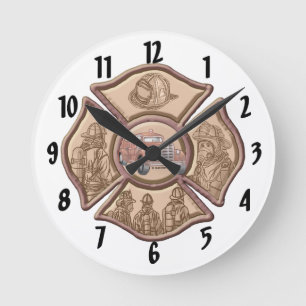 Ronde Horloge de pompier à croix de Malte
