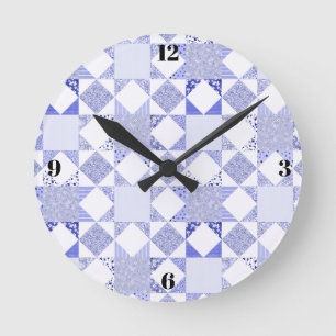 Ronde Horloge de quilting bleu décoration minimaliste de