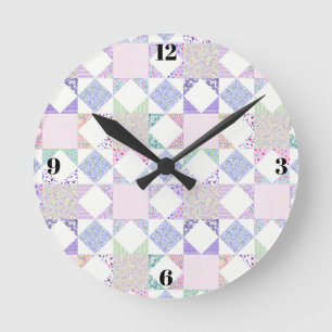 Ronde Horloge de quilting pastel décoration minimaliste 