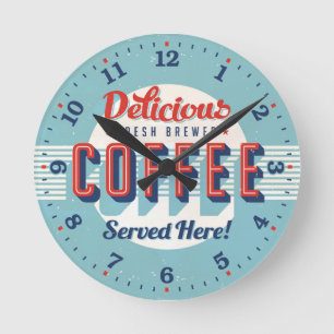Ronde Horloge Décorative Style Reto Time Café