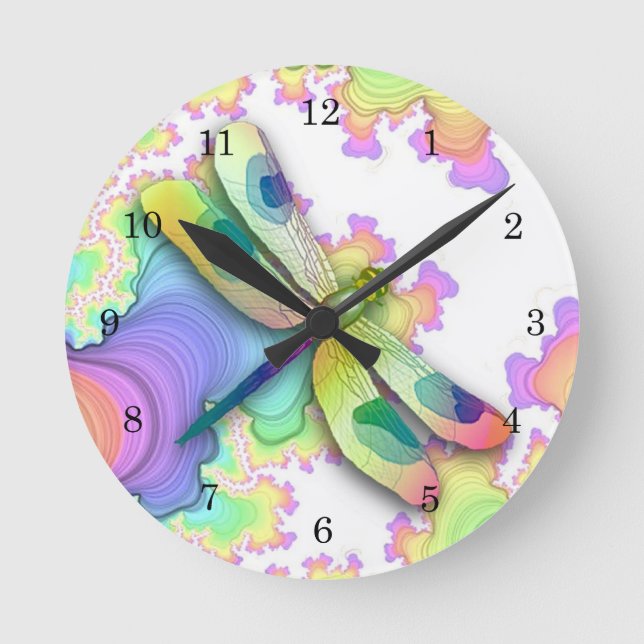 Ronde Horloge des libellules Pastel (Recto)