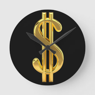 Ronde Horloge des signes noir et or Dollar