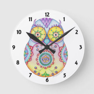 Ronde Horloge des yeux clairs Owlushka