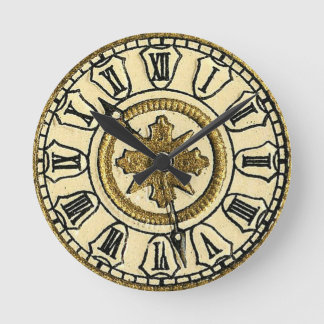 Ronde Horloge dorée antique Face Steampunk Horloge mural