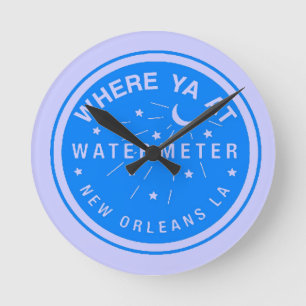 Ronde Horloge du compteur d'eau bleu de la Nouvelle-Orlé