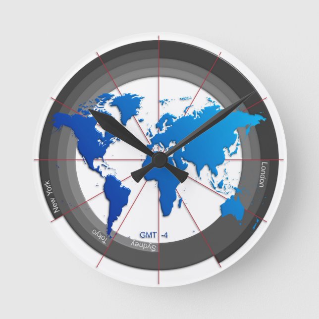 Ronde Horloge du fuseau horaire du Forex Markets GMT-4 (Recto)
