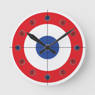 Ronde Horloge du marqueur de roche de curling- (rouge)