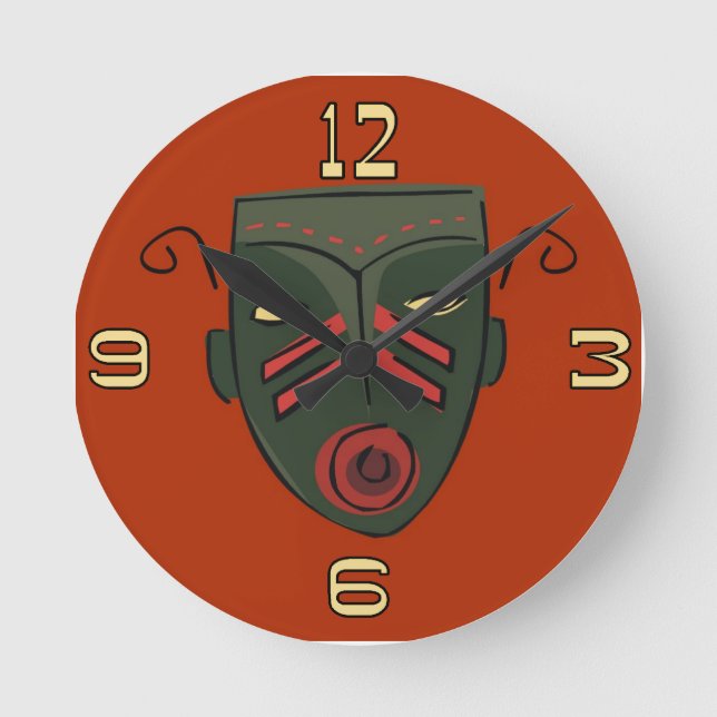 Ronde Horloge du masque Tiki (Recto)