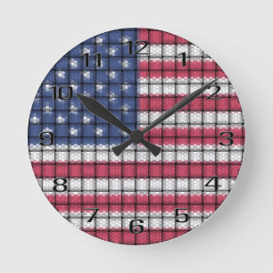 Ronde Horloge du mur acrylique du drapeau américain