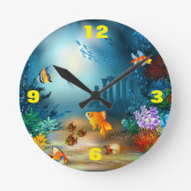 Horloge du mur acrylique du monde de la mer