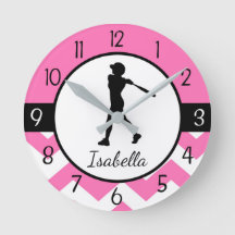 Horloge du mur de softball rose