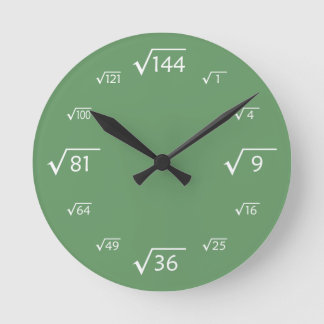 Ronde Horloge du mur racine carré (vert/blanc)