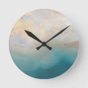Ronde Horloge en marbre bleu et or