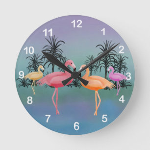 Ronde Horloge fabuleuse de Flamants roses