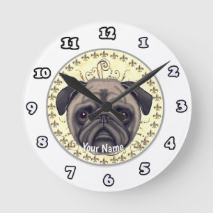 Ronde Horloge Fleur De Lis Pug