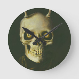 Ronde Horloge gothique de crâne de diable