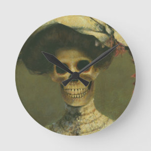Ronde Horloge gothique de la dame de squelette