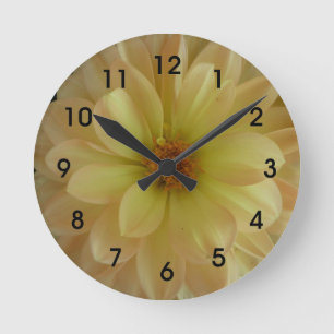 Ronde Horloge jaune gaie de fleur
