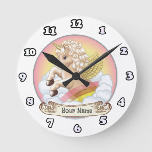 Ronde Horloge Licorne Arc-en-ciel bébé
