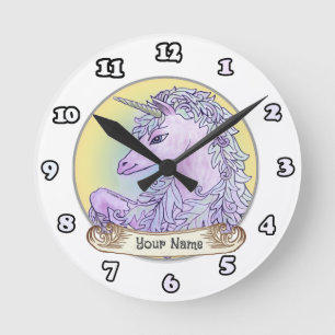 Ronde Horloge Licorne Violette