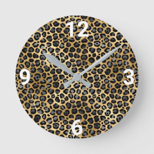 RONDE HORLOGE LUX GOLD SILVER LEOPARD WALL