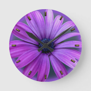 Ronde Horloge marguerite mauve marguerite bleu cadenas
