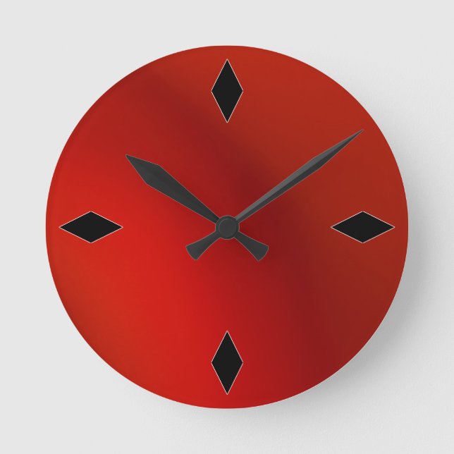 Ronde horloge moderne rétro satin rouge moderne (Recto)