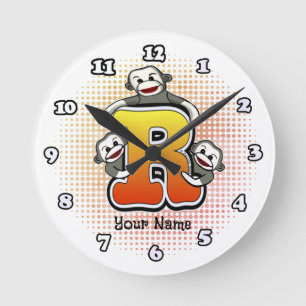 Ronde Horloge Monogram R Sock Monkey
