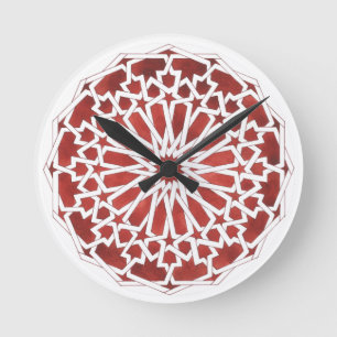 Ronde Horloge Mosaïque marocaine rouge ALCAZAR