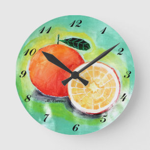 Ronde Horloge Mural Orange Acrylique