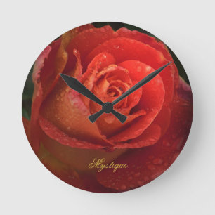 Ronde Horloge Mystique Dark Botanical Rouge Orange Rose
