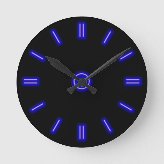 Ronde Horloge néon bleu (Recto)