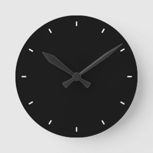 Ronde Horloge noire solide simple et simple tout-noir