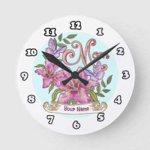 Ronde Horloge papillon Lily maman