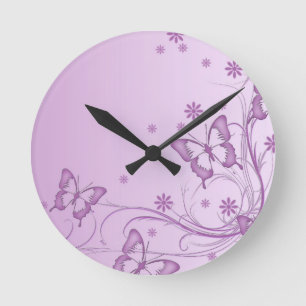 Ronde Horloge Papillon Violet Vintage
