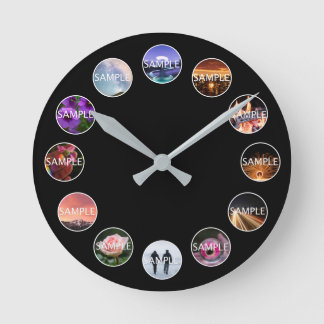 Ronde Horloge photo blanche personnalisée encadrée 12 