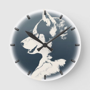 Ronde Horloge pour chiots husky Cadeaux Décor Chien de t
