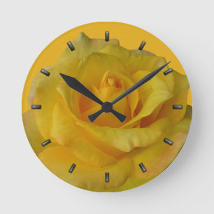 Ronde Horloge rose Rose jaune Fleur Mur Horloge Rose Cad