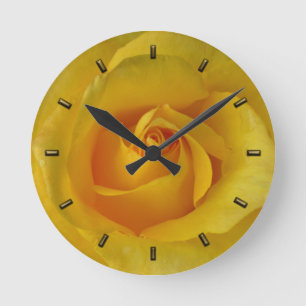 Ronde Horloge rose Rose jaune Fleur Mur Horloge Rose Cad