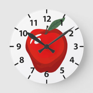 Ronde Horloge rouge de la cuisine Apple