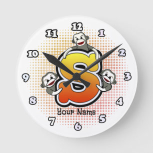 Ronde Horloge Singe Chaussette Monogram S