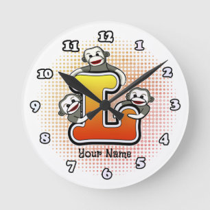 Ronde Horloge singe de chaussette L monogramme