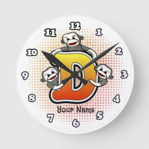 Ronde Horloge Singe de chaussette Monogramme D