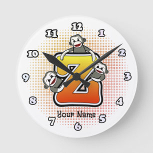 Ronde Horloge Singe de Chaussette Monogramme Z
