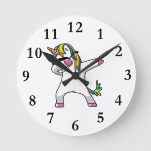 Ronde Horloge tamponnante de licorne
