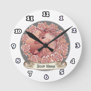 Ronde Horloge Unicorne Rose vintage