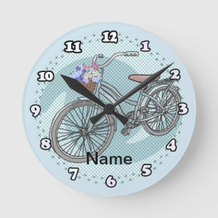 Ronde Horloge vélo bleu