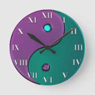 Ronde Horloge verte et pourpre de chiffre romain de